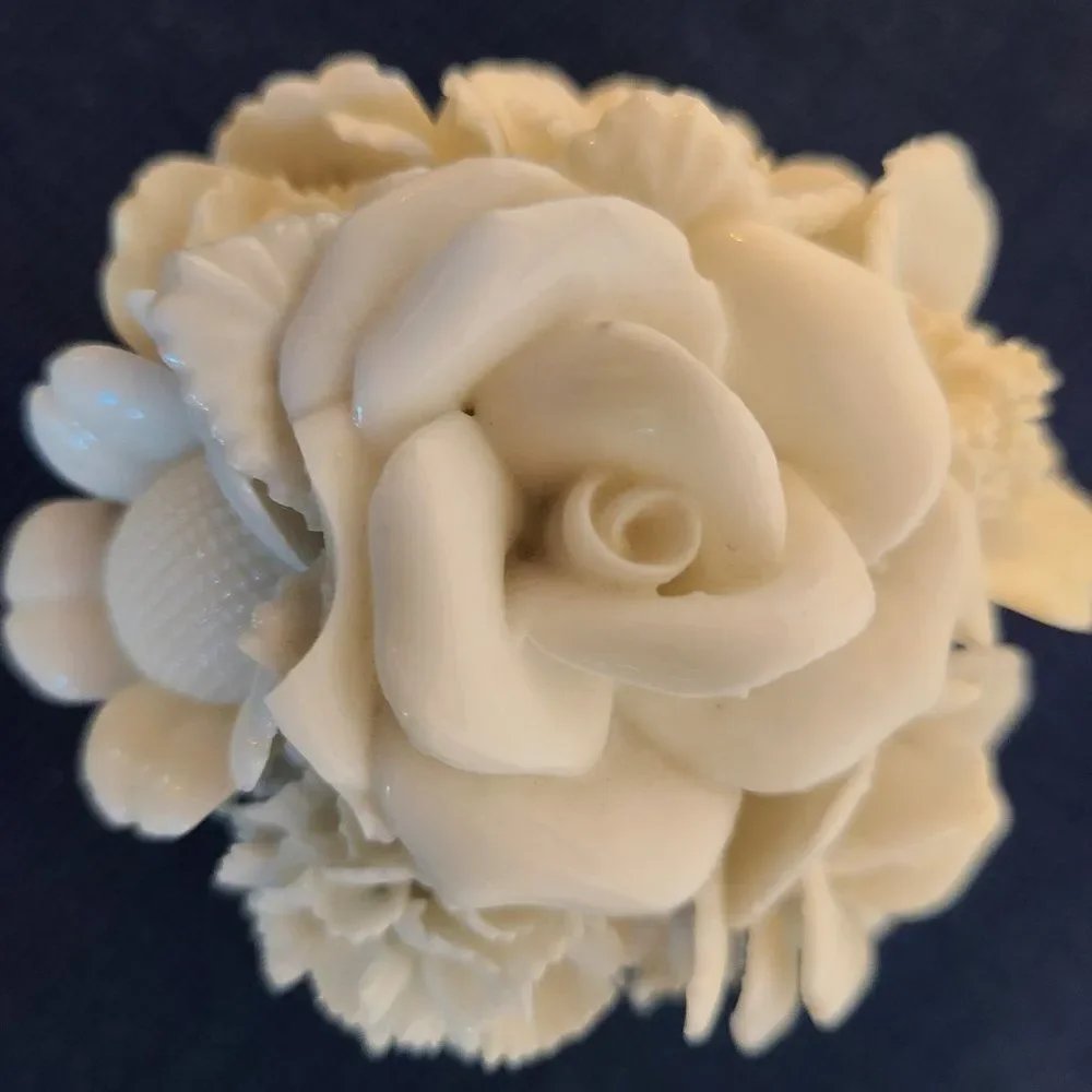 Vintage Japanese Ardalt Verithin Floral Arrangement Porcelain Flower Basket